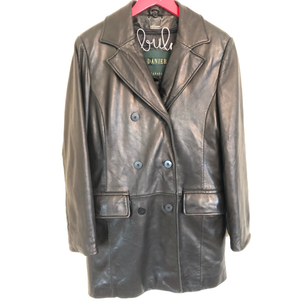 Danier Canada Genuine Black Leather Coat Thermolite Active Removable Liner 6